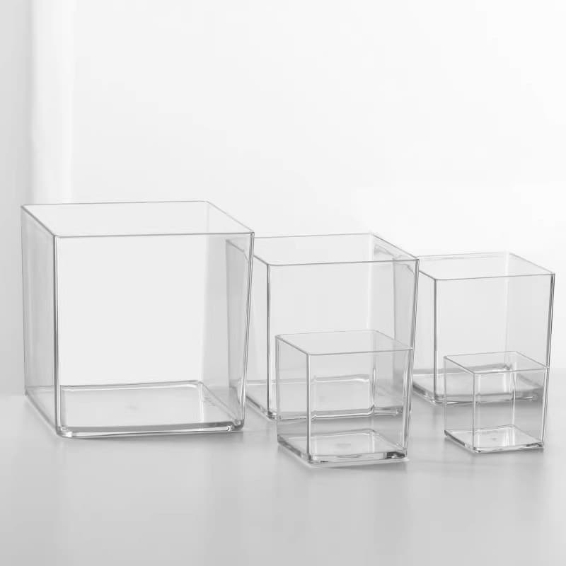 Hydroponic Clear Acrylic Vase, Shatterproof, for Green Plants, Tulips, Peace Lilies, Succulents, Flower Arrangement, Square Container