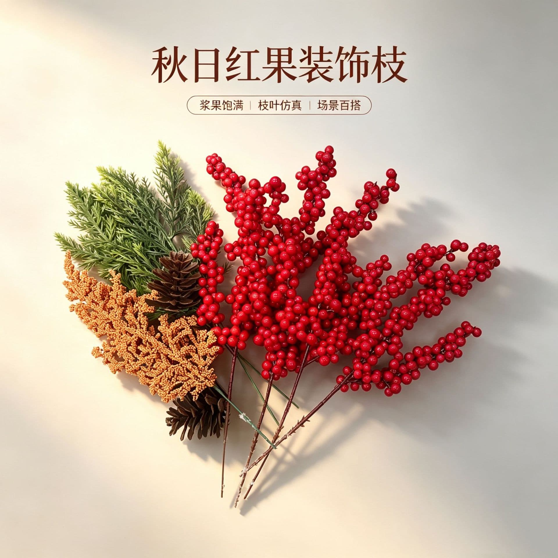 Christmas red fruit simulation Christmas foam particles single holly fruit bunch red berries diy accessories home decoration