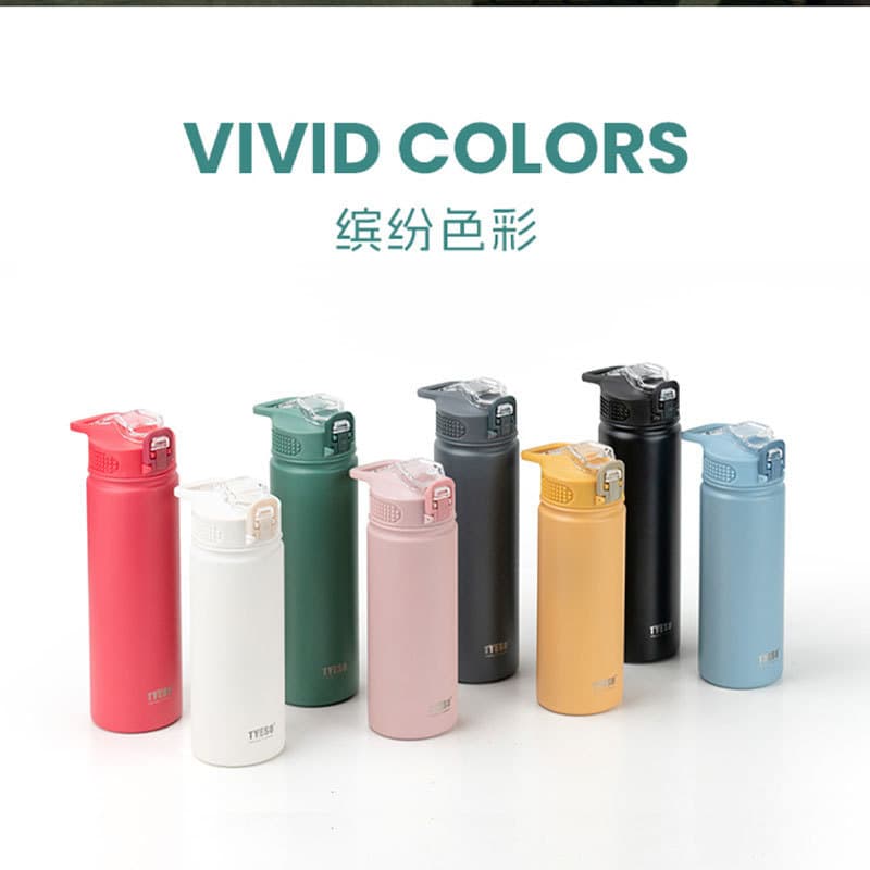 TYESO Trendy Straw Insulated Cup with Handle, Portable Sports Thermos, Frosted Texture Stainless Steel Student Water Bottle