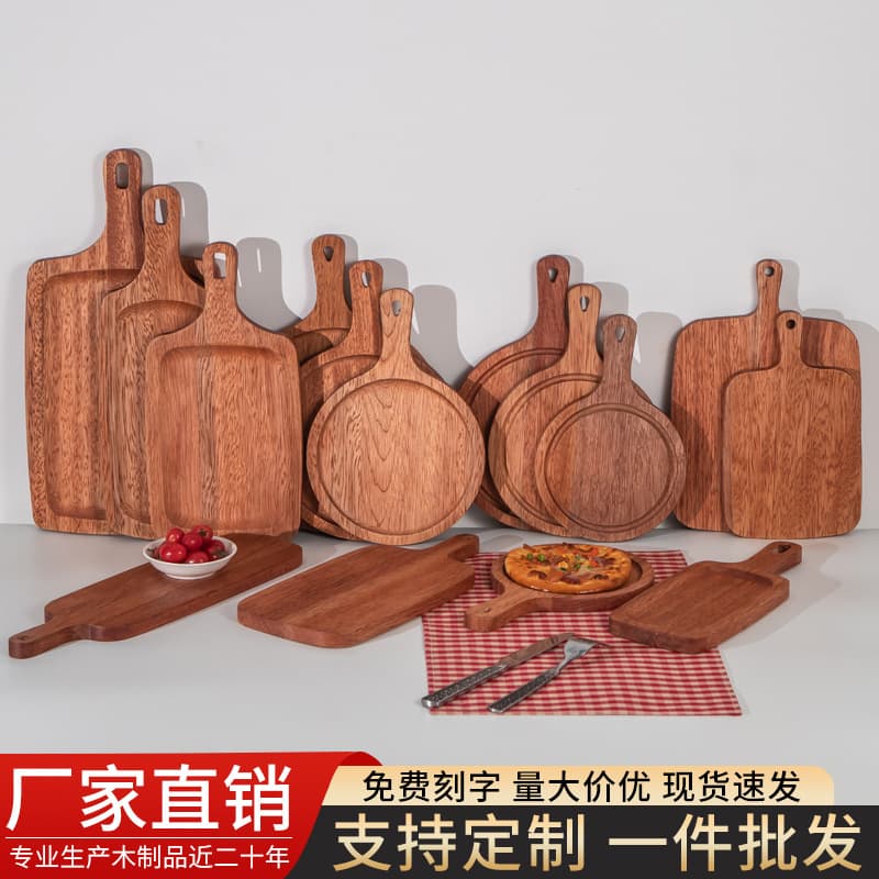 Wooden dinner plate, pizza bread board, Western food wooden tray, square steak steak wooden board dinner plate, cake deli wooden tray