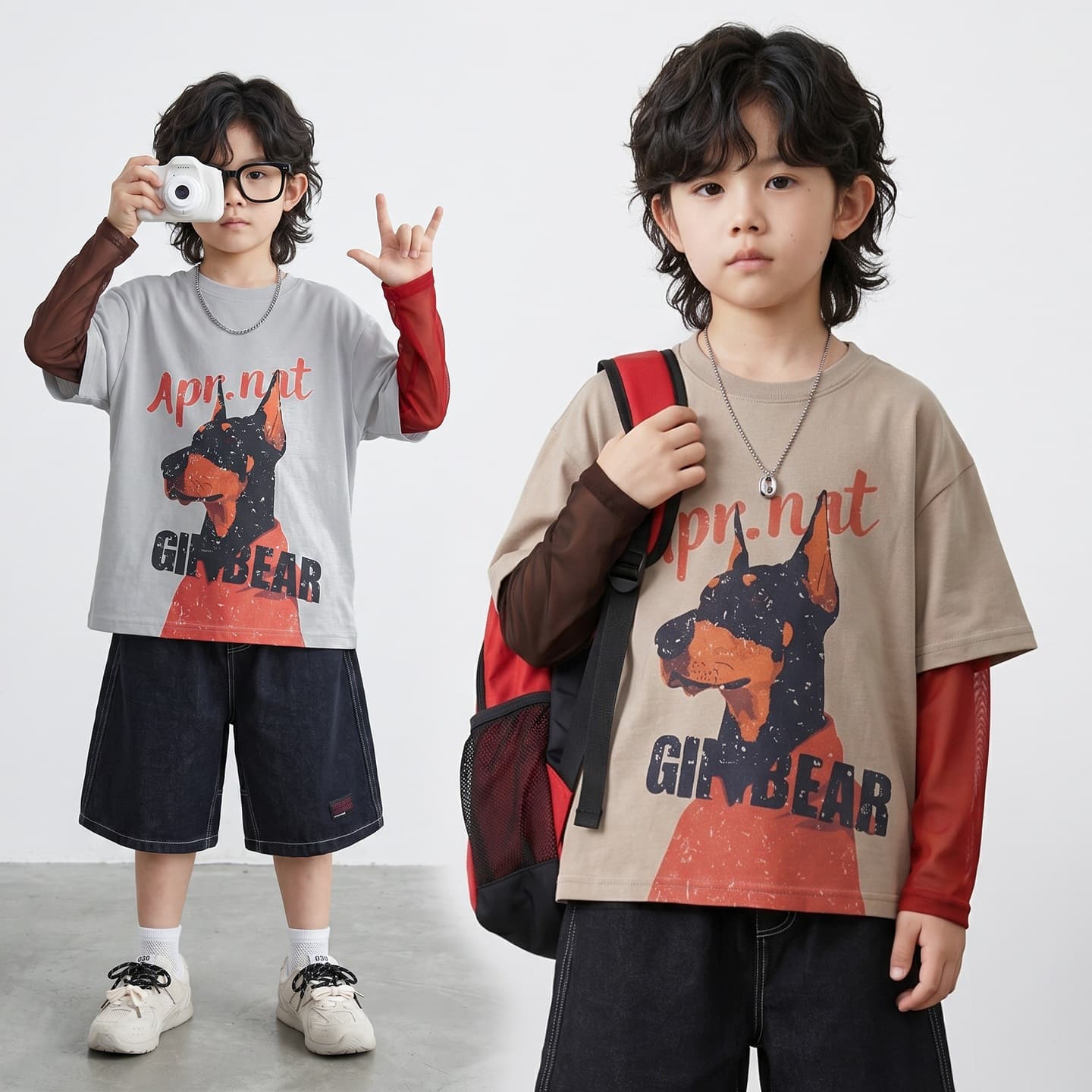 Children's summer T-shirt 2026 new style medium and large children's boys and girls sun protection long-sleeved tops half-sleeved loose trendy cool printed T