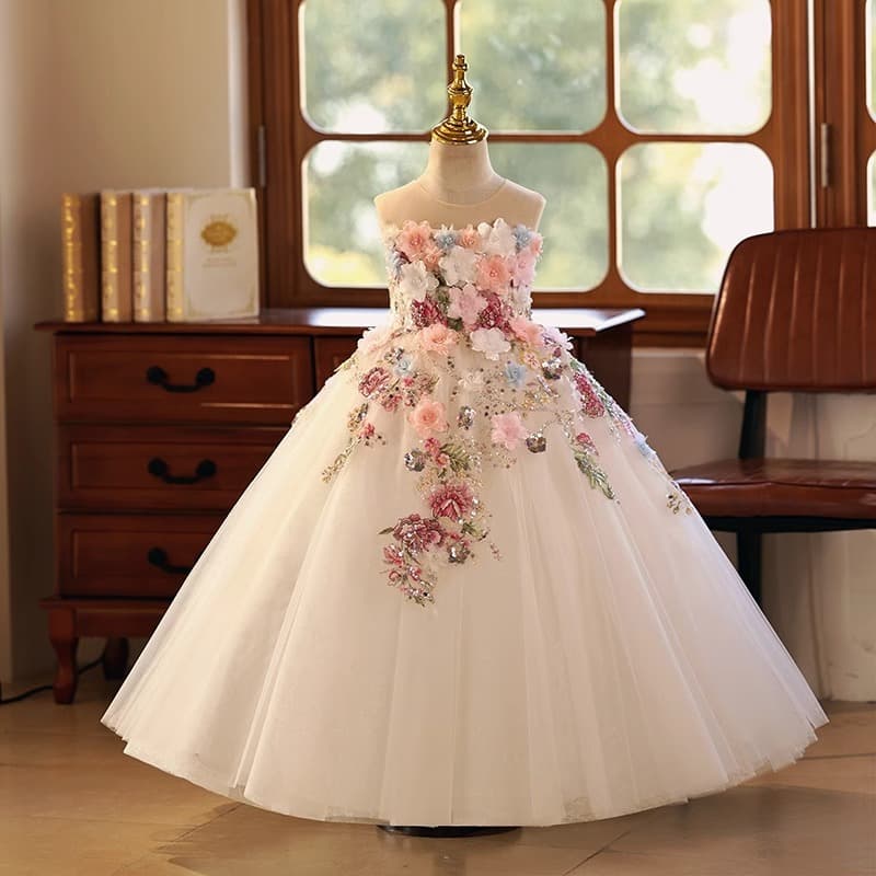 2026 New Style Host Middle and Older Kids Niche Model Runway Performance Costume Children's Piano Recital Princess Dress Wholesale