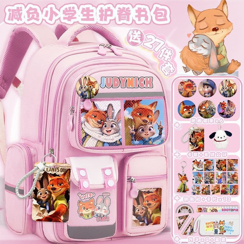 Zootopia Schoolbag Cute Girls Grade 3 to 6 Spine Protector Lightweight Student Large Capacity Children's Backpack