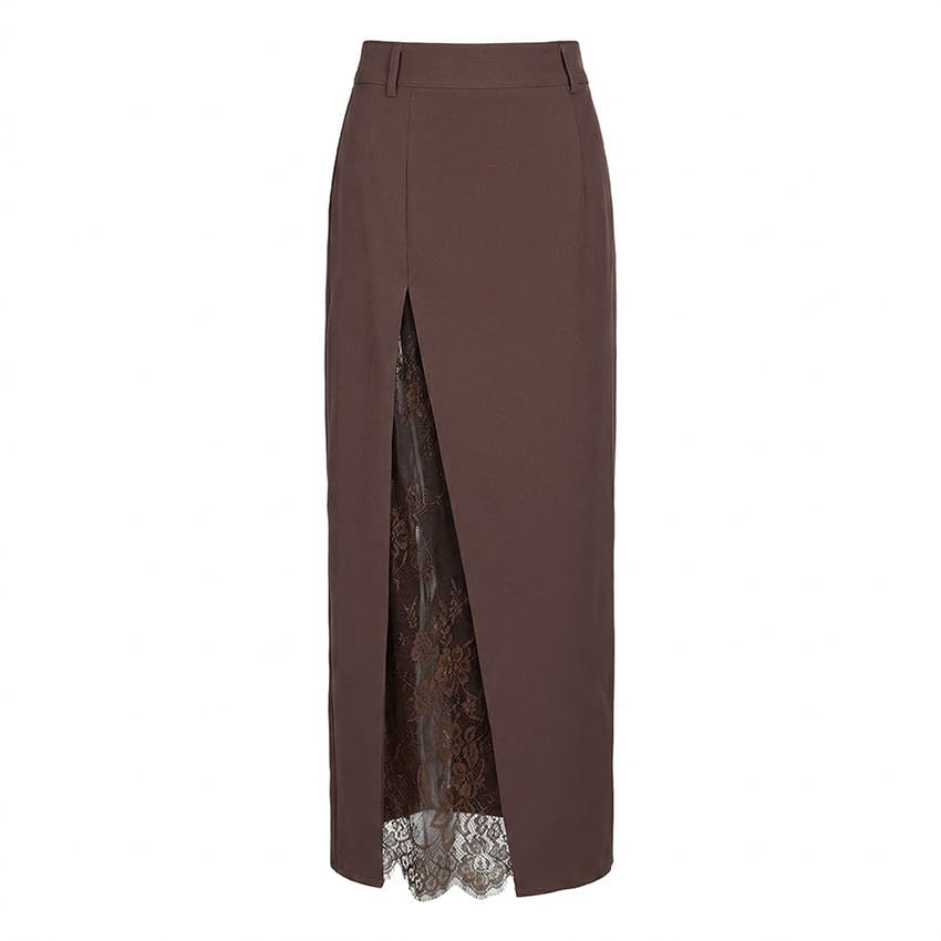 2026 Summer Skirt Lace Patch Sexy High Waist Midi Skirt Fashion Long Skirt European Size Women's Workwear