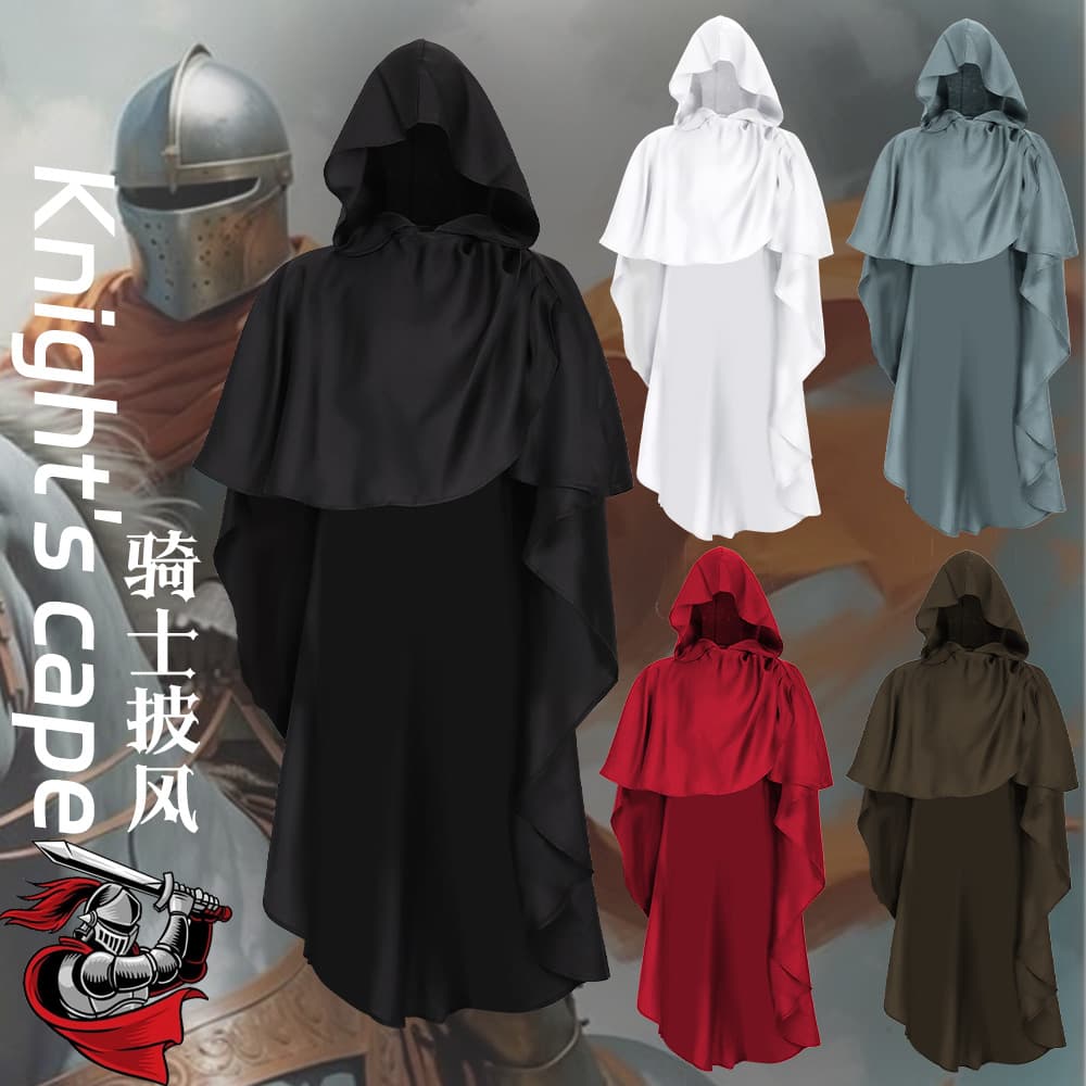5 Cross-border Medieval Knight Cape Halloween Cosplay Performance Costume Monk Role-Playing Cloak Attire