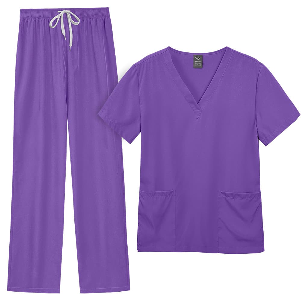 Basic V-Neck Scrub Top for Operating Room, ICU Nurses, Doctors, and Caregivers, Unisex Plus Size Summer