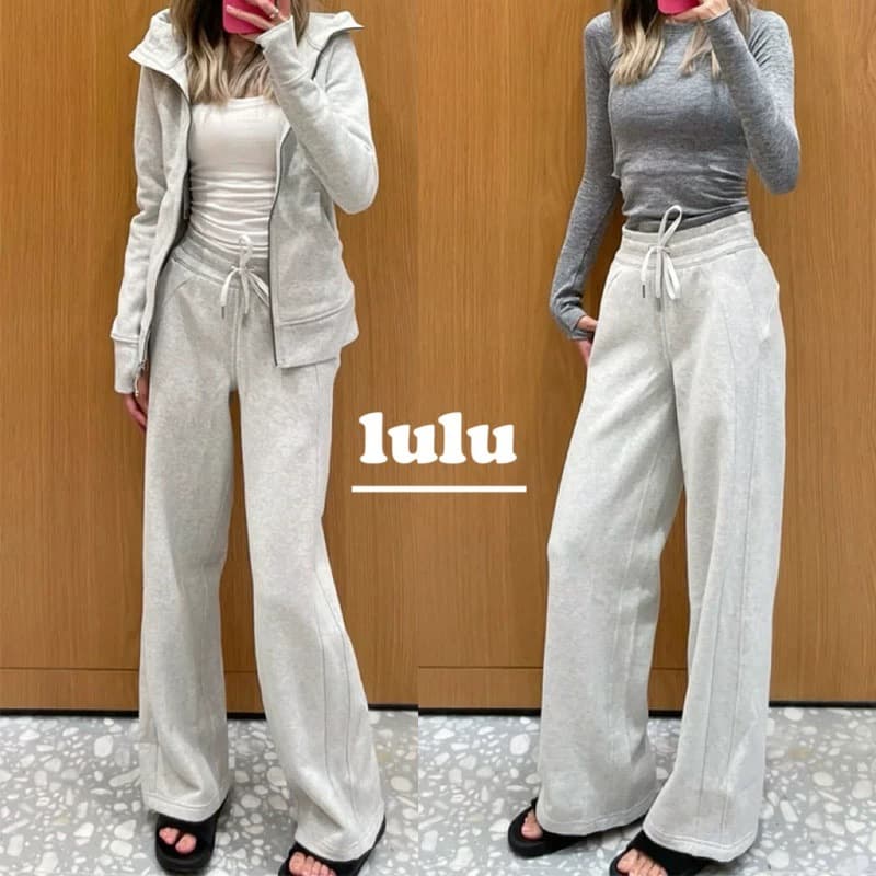 Lulu's same style of relaxed-fit sweatpants, spring and autumn fleece-lined sweatpants, casual straight-leg loose banana wide-leg pants for women.