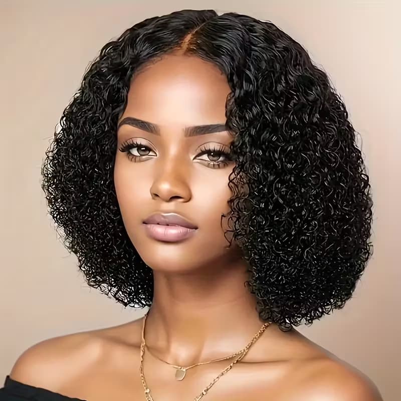 2025 Temu Hot Selling European and American Women's Wigs, Medium Parted Short Curly Hair, African Small Curly Wigs, Synthetic Fiber Full Headgear