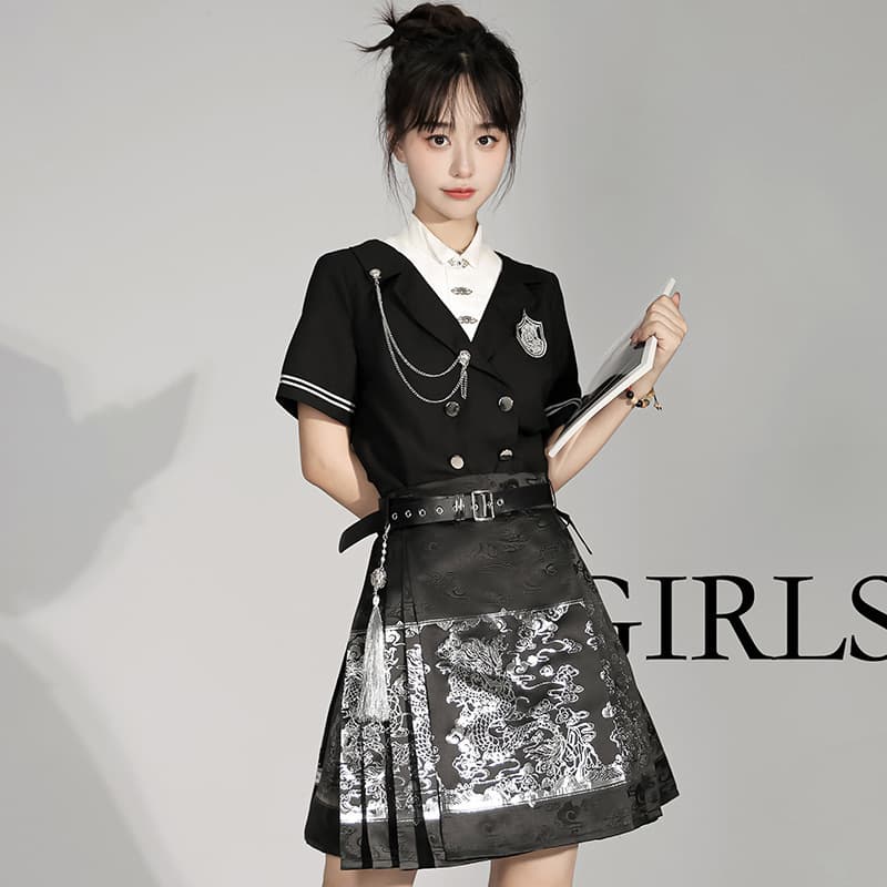 Original Design Cloud City Chinese Style Modified Hanfu Women's New Chinese Top and Skirt Set 8776