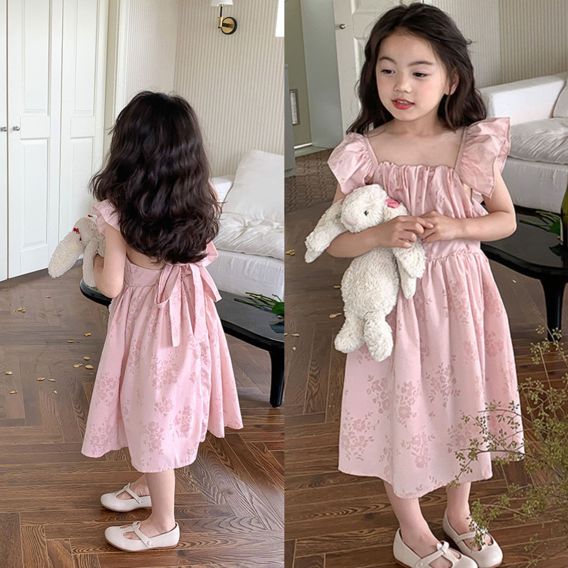 Girls Summer Dress New Sweet Fashionable Flutter Sleeve Princess Dress for Toddler Kids Drop Shipping