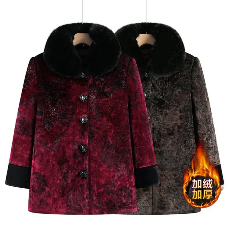 Adding weight and enlarging the body 200 pounds grandma's clothing winter warm coat for the elderly plus velvet and thickened cotton-padded jacket for old ladies