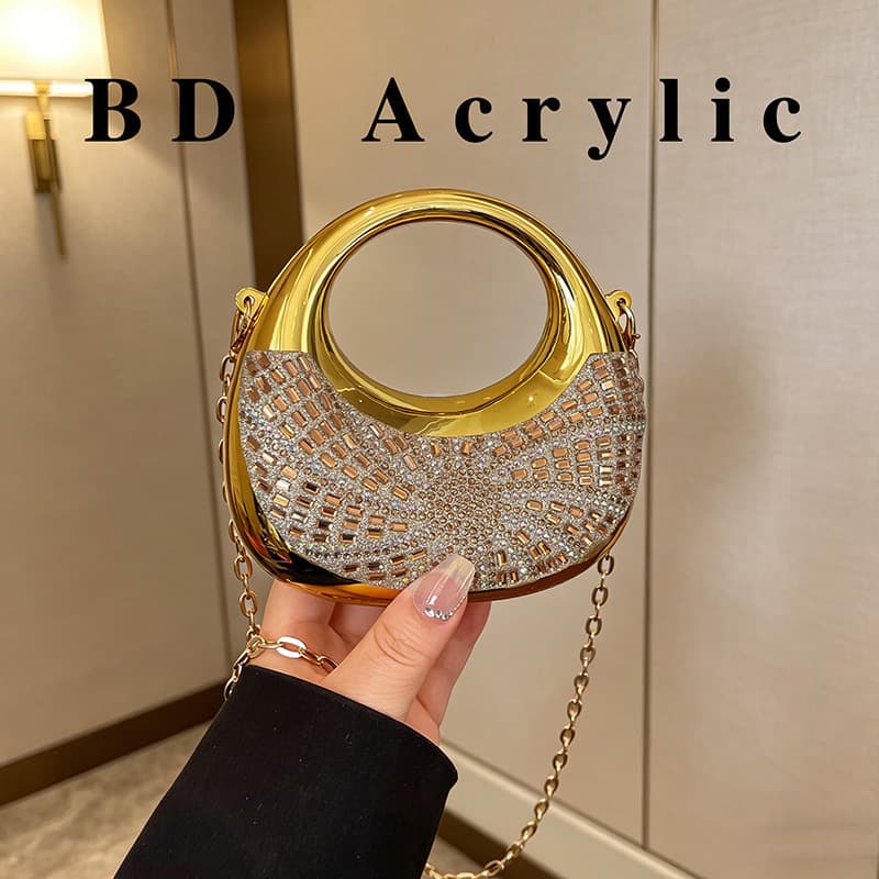 Cross-Border New Style Full Diamond Chain Crossbody Bag for Women, Fashionable and High-End Design Bracelet Bag, Light Luxury Key and Lipstick Bag