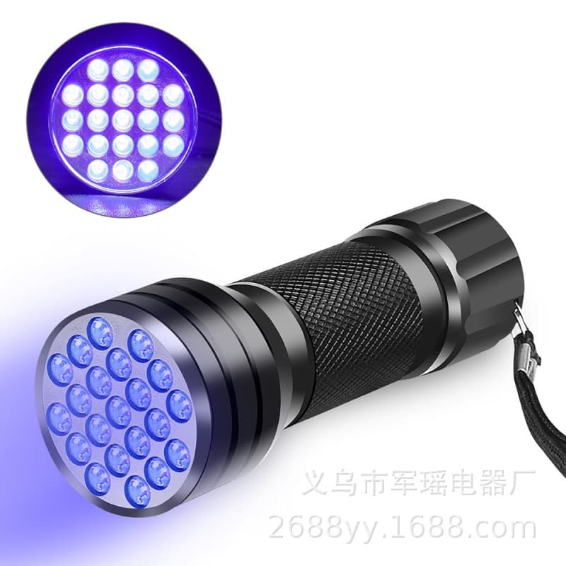 21 LED UV Purple Light Flashlight Nail Lamp UV Fluorescent Detection Handheld Mini Currency Verification 395