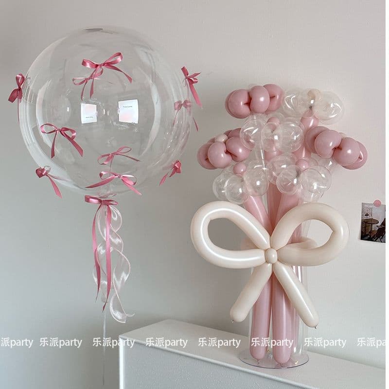 Ballet Style Bow Bouquet Girl Pink Birthday Balloon Set 100-Day Background Decoration Supplies