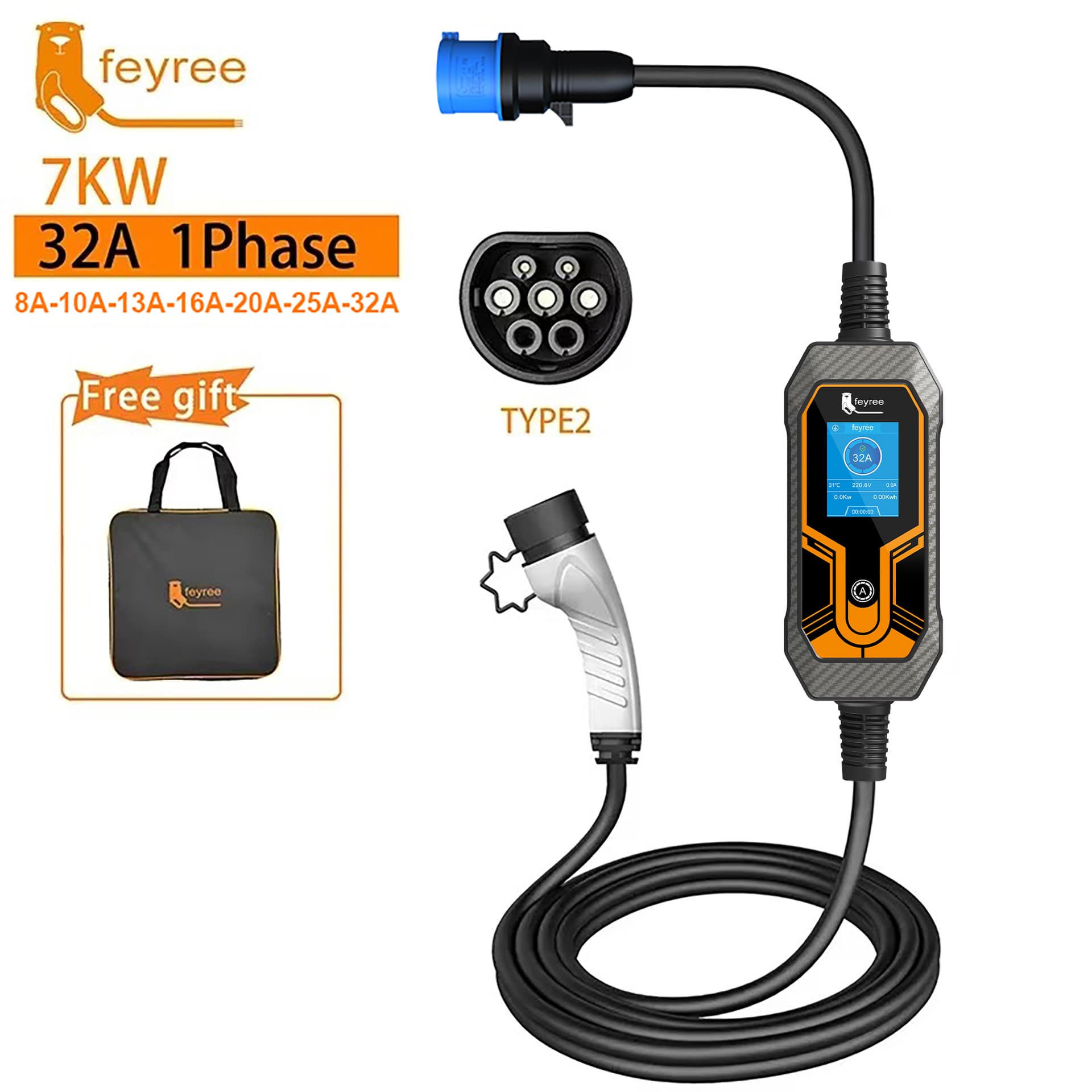 Source Factory Feyree On-board Charger Type2 New Energy Electric Vehicle Portable Charger