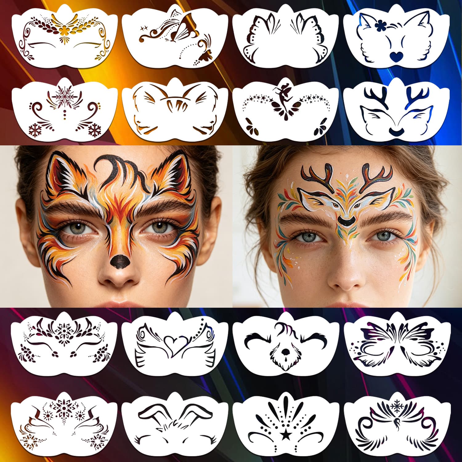 Children's Cross-Border Face Painting Hollow Stencil Template Stage Makeup Cosplay Face Eye Corner DIY Tracing Mold