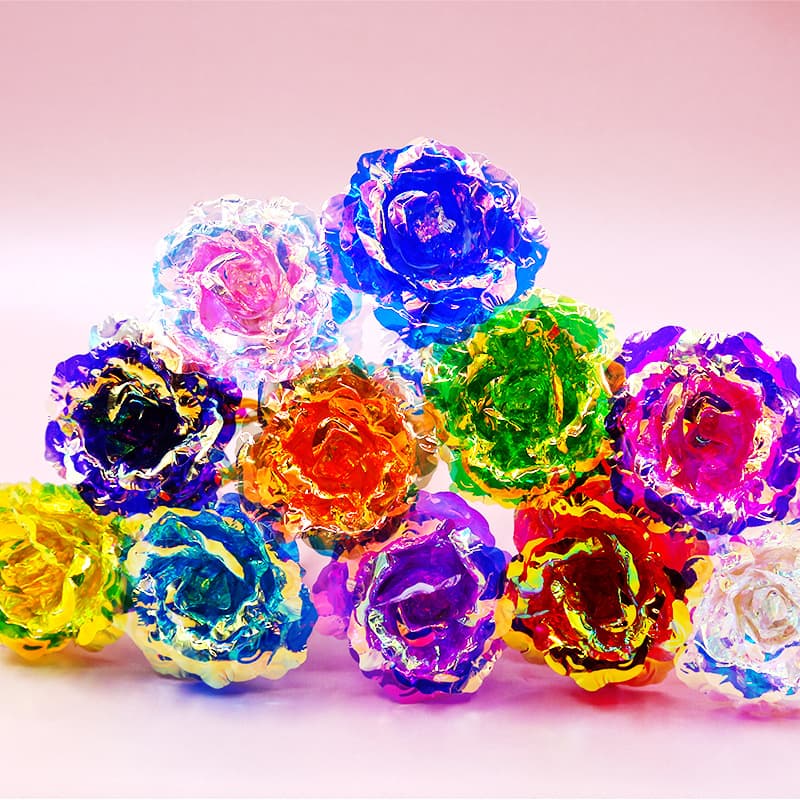 Preserved Flowers Gold Leaf Roses Holographic Flower Bouquets, Qixi Festival Valentine's Day Birthday Gifts Christmas Ornaments Wholesale