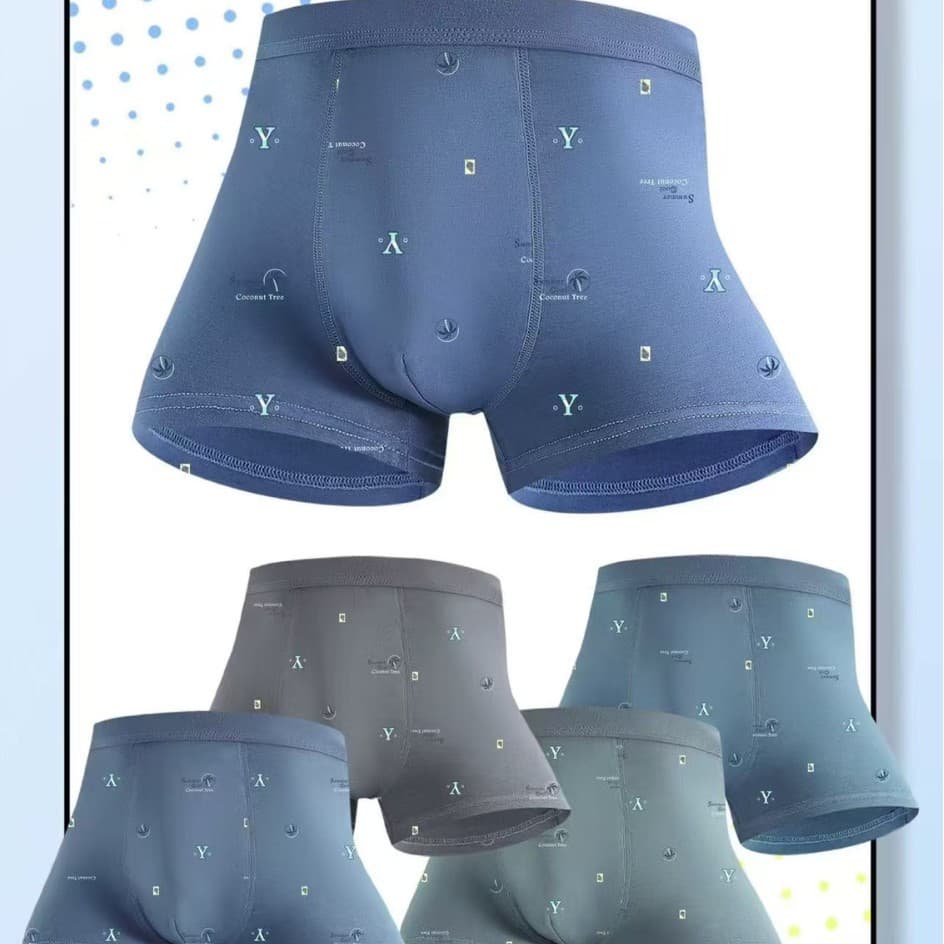 Four Seasons New Fashion Men's Underwear Modal Printed Plus Size Mid-Rise Seamless Non-Pinch Boxer Briefs