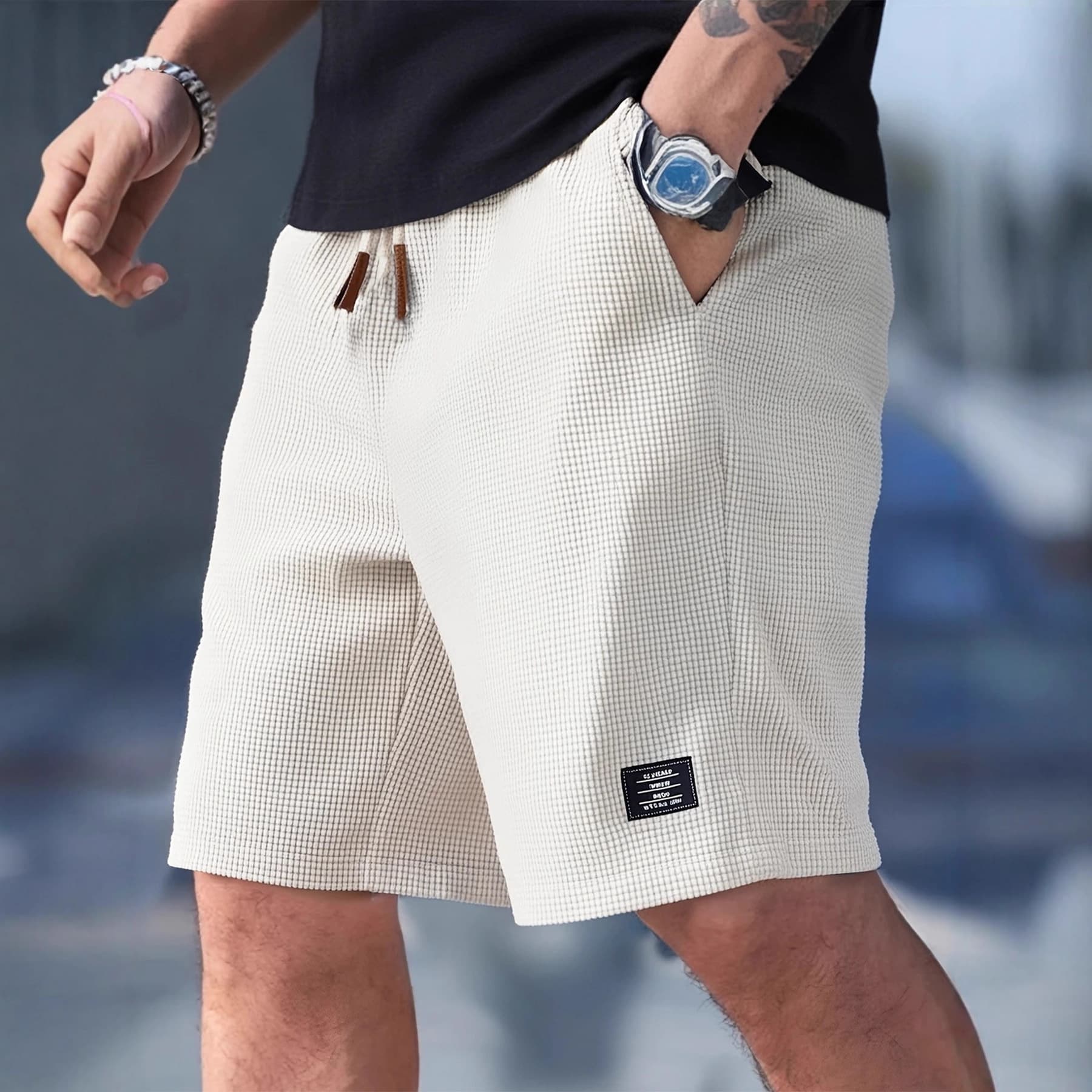 Cross-Border European and American Men's Casual Sports Shorts Summer Versatile Men's Large Size Loose Five-Point Pants Pineapple Plaid Shorts for Men