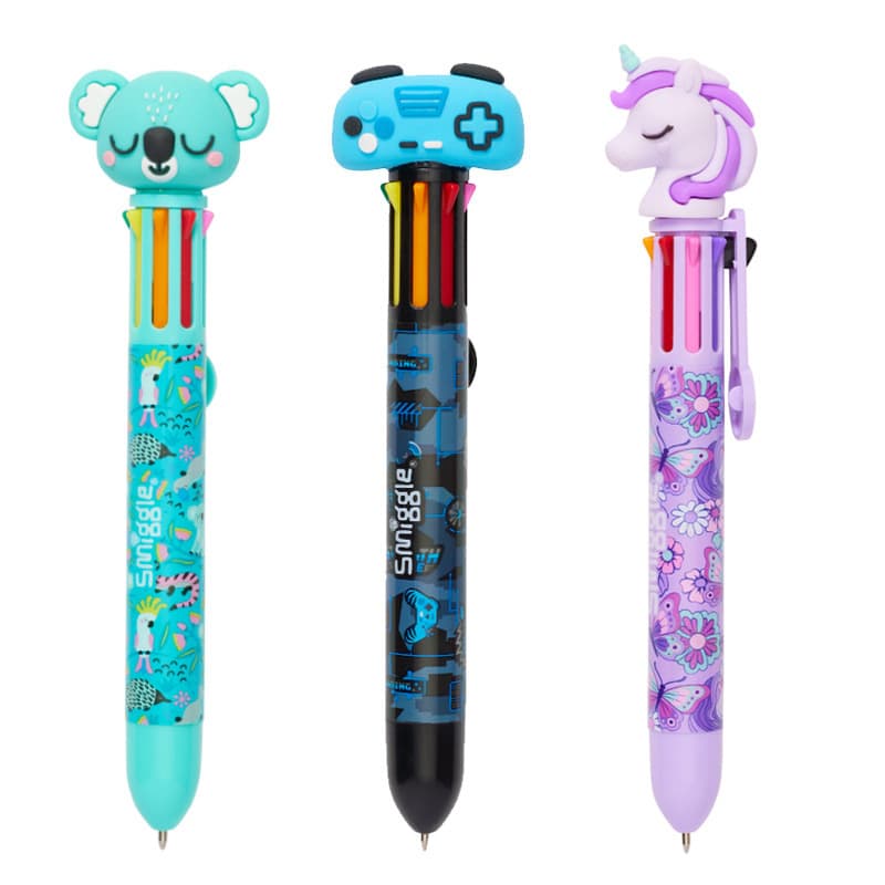 Australian Smiggle Ballpoint Pen for Primary and Secondary School Students, Multi-Color Note Pen, Cute Cartoon Style for Kids, 8-Color Pen