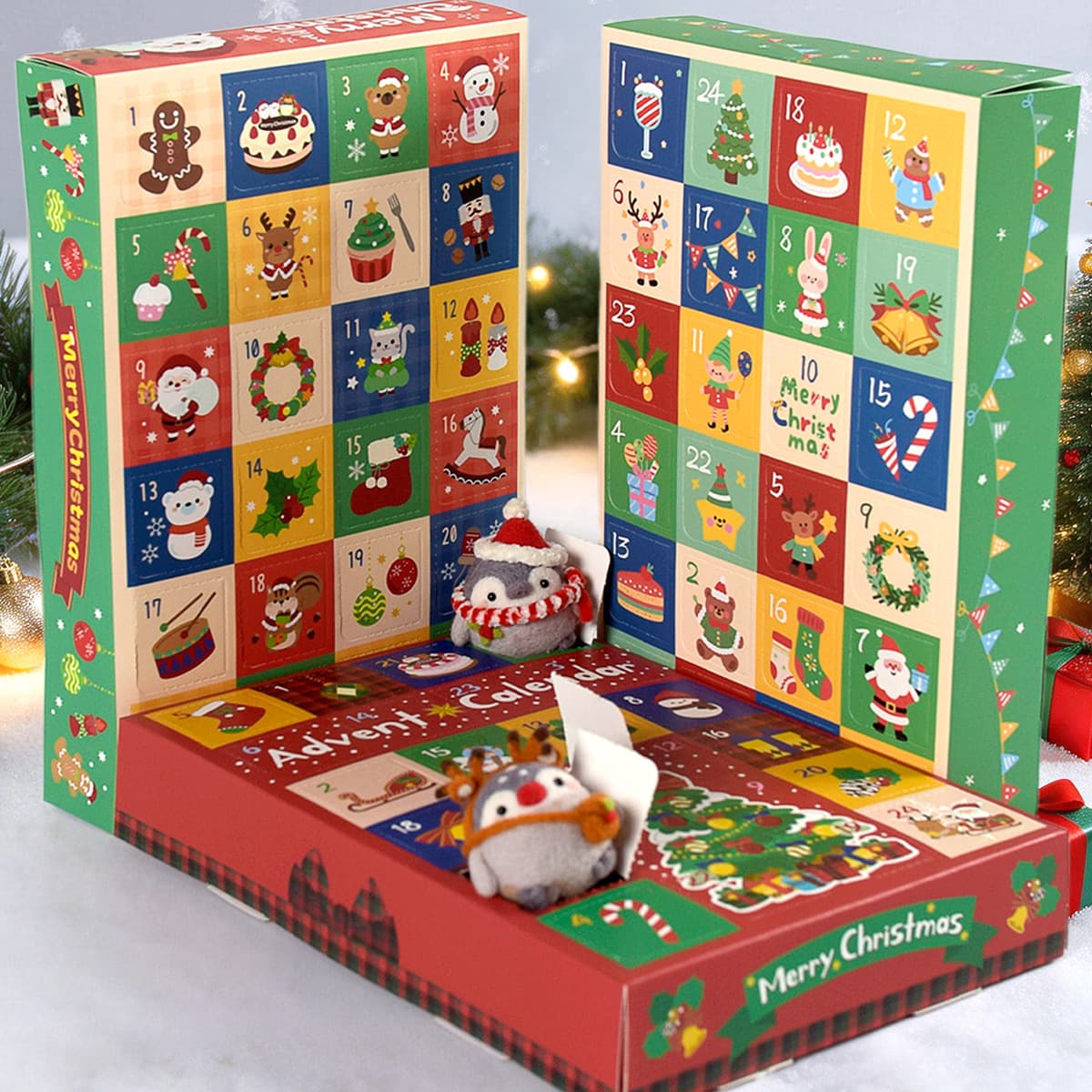 24-cell Christmas gift box blind box packaging empty box poke fun countdown calendar gift blind box (5pcs/pack)