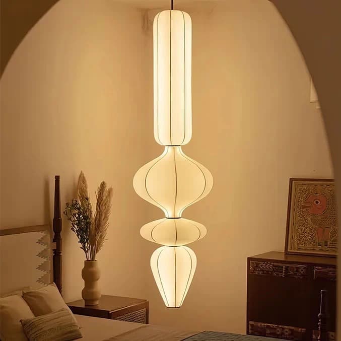 French style loft duplex staircase living room bedroom villa bed and breakfast women's clothing store window Noguchi Yongfeng long chandelier