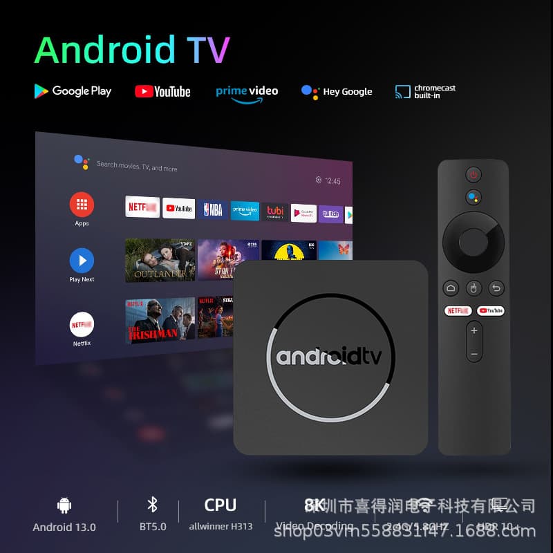 Mi Dual WiFi Android TV Box 8K Quad-Core Set-Top Box Free Live Broadcast in Spanish, English, Portuguese