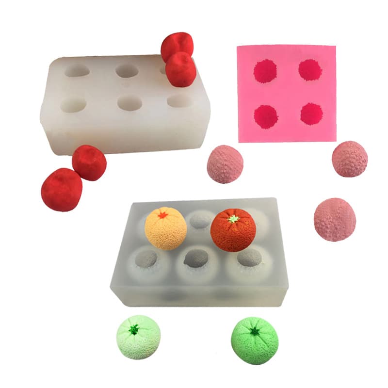 6-Cavity Cherry, Small Orange, Kumquat, Sugar Orange, 4-Cavity Lychee 3D Fruit Baking Dessert Decoration Silicone Mold