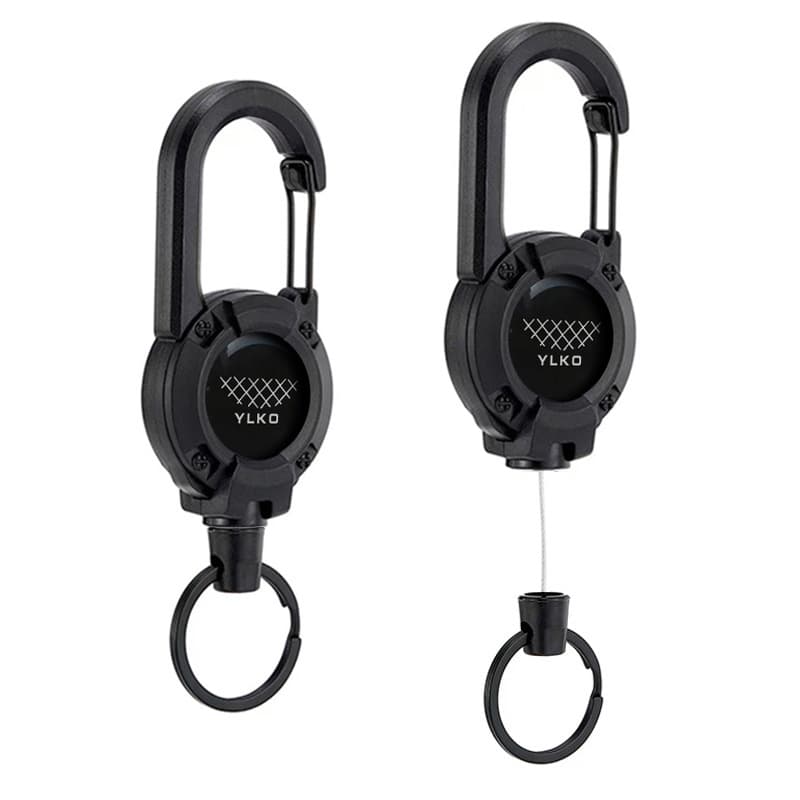 YLKO Retractable Badge Reel Backpack Keychain Belt Clip Convenient Spring Buckle Outdoor Steel Wire Auto Retractable Clip