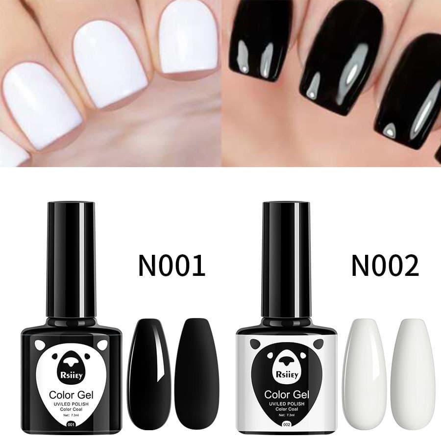 Long-Lasting Black And White Nail Art Gel Polish for Professional Use in Nail Salons Durable Nail Polish with UV Light Curing
