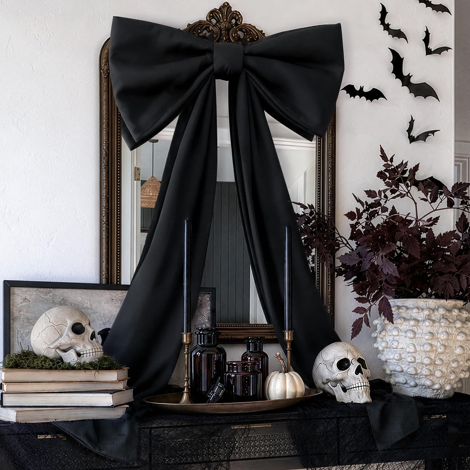 Halloween decoration - giant black bow for front door, wall, mantel