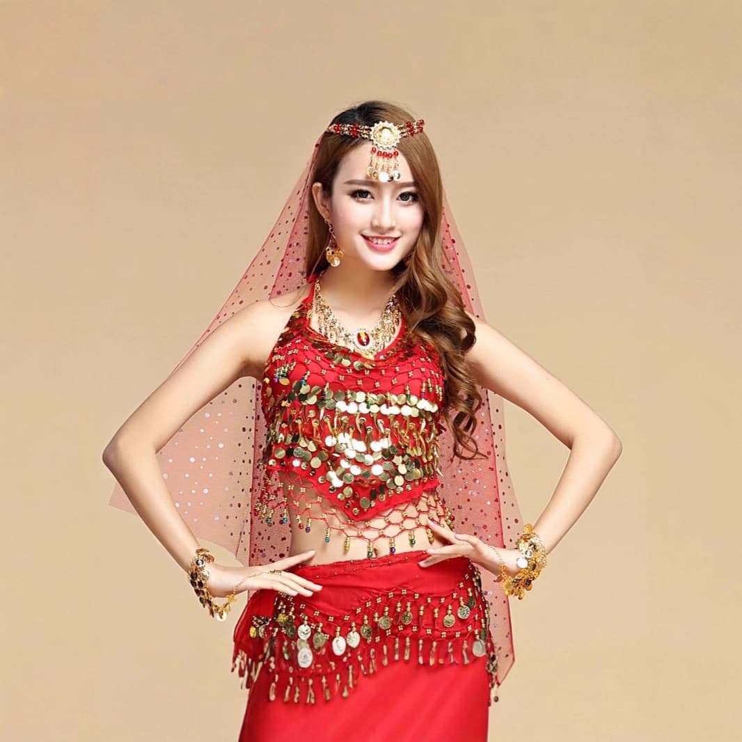 Adult Belly Dance Costume Stage Ethnic Dance Xinjiang Dance Indian Dance Performance Outfit Sequins Chili Bra Top