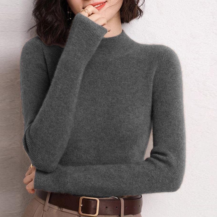 Women's Autumn/Winter High-Neck Pullover Knitted Base Layer Sweater Black Top