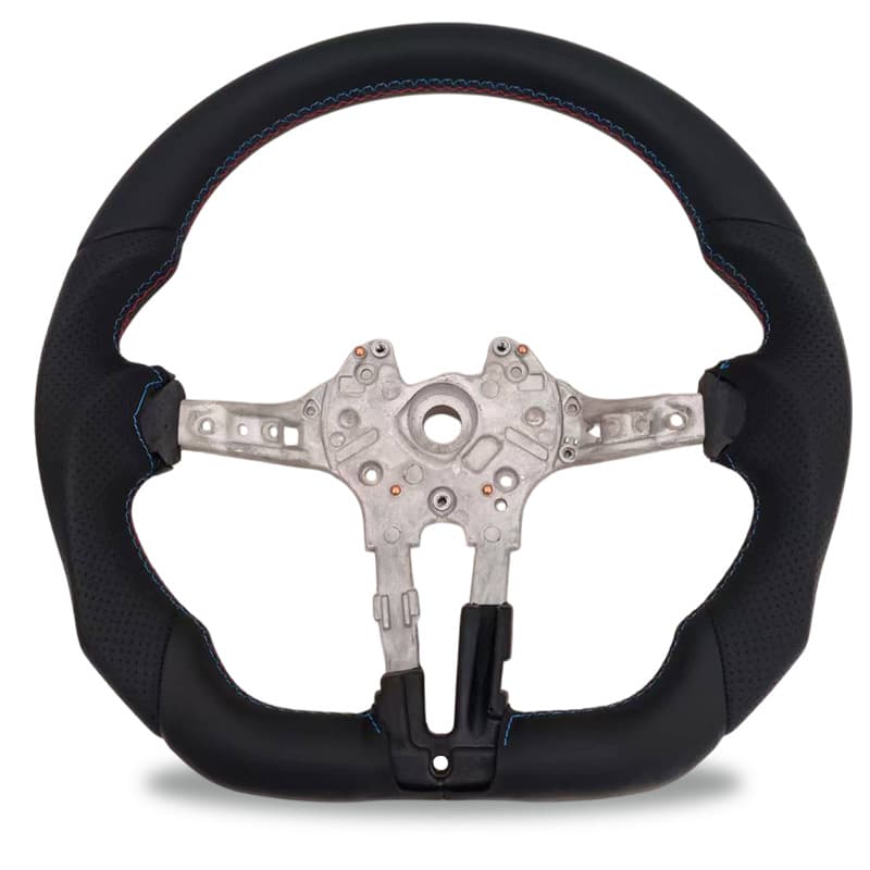 For BMW E90 M-Sport Tri-Color Stitching Perforated Steering Wheel Base, Pure Base Modification