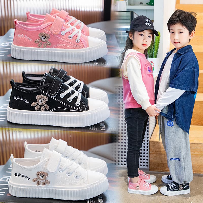 Girls' Canvas Shoes 2025 Spring/Autumn New Mid/Low-Top Children's Sport White Shoes Cartoon Plimsolls Boys' Casual Shoes