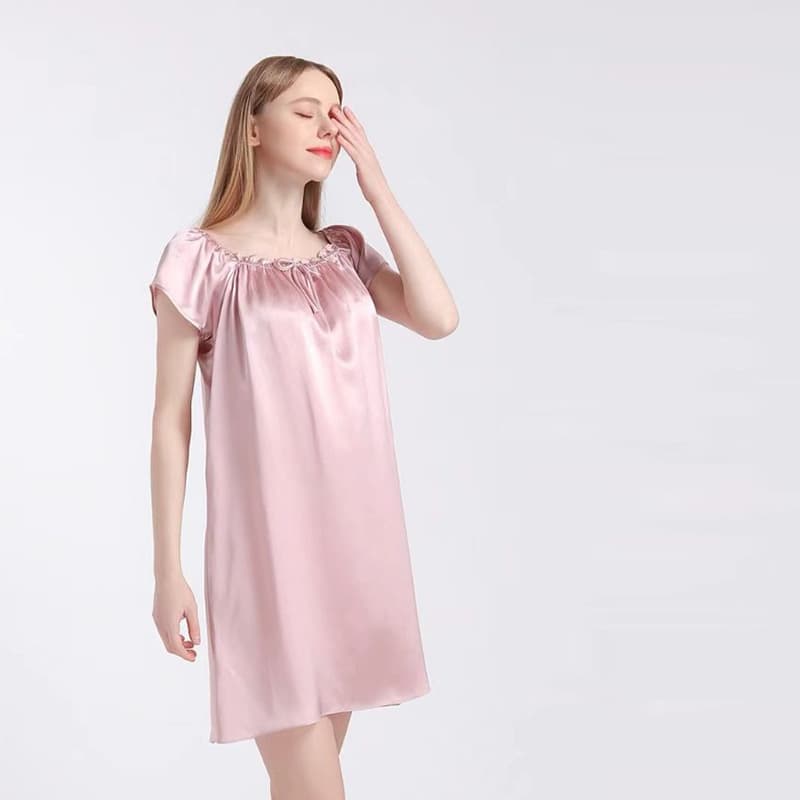 Summer Gift Silk Nightgown Loose Plus Size Women's Dress 100% Mulberry Silk Pajamas Homewear Practical Gift