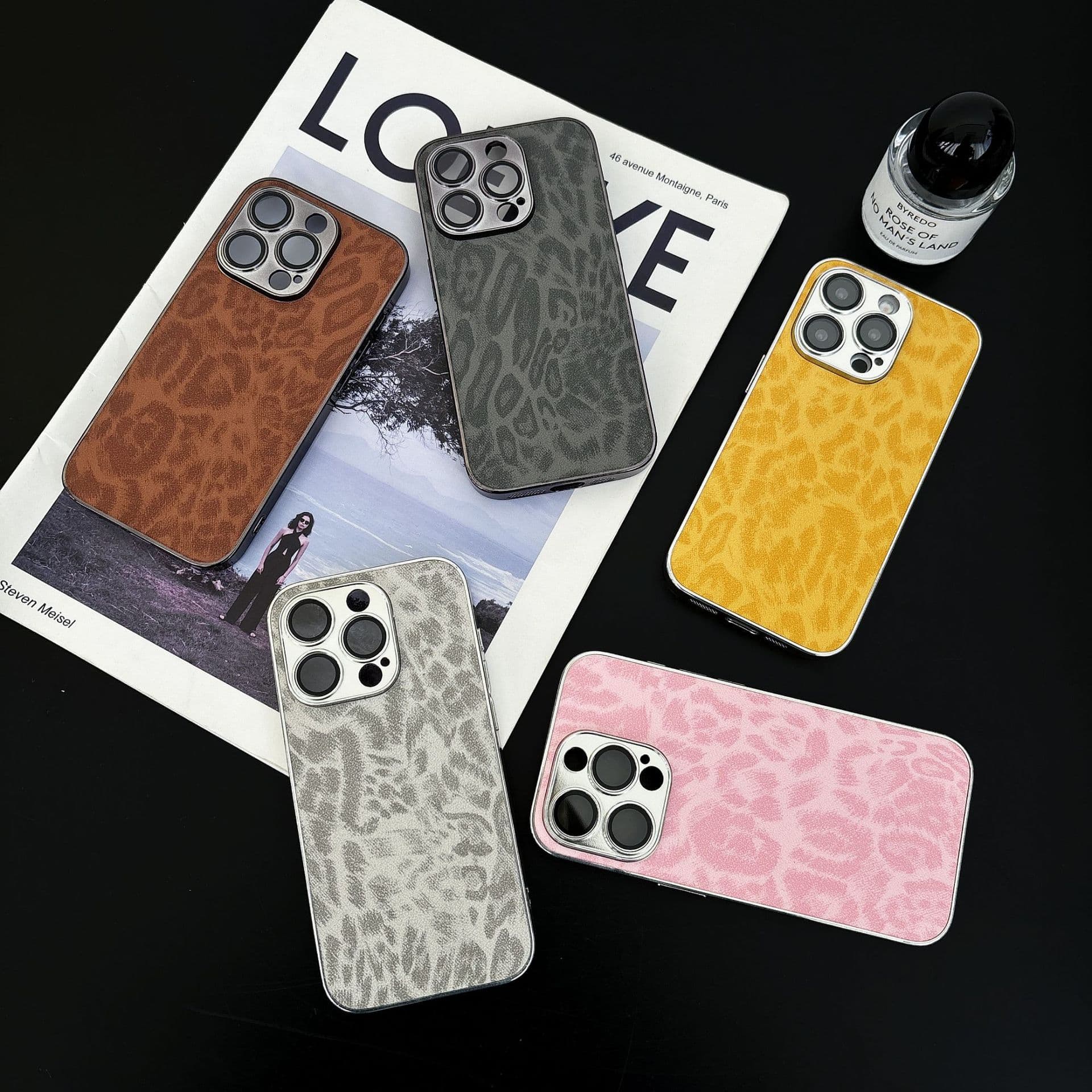 Trendy Leopard Print Case for iPhone 16 Pro Max, Apple 15, New for 14/13 with Built-in Lens Protector