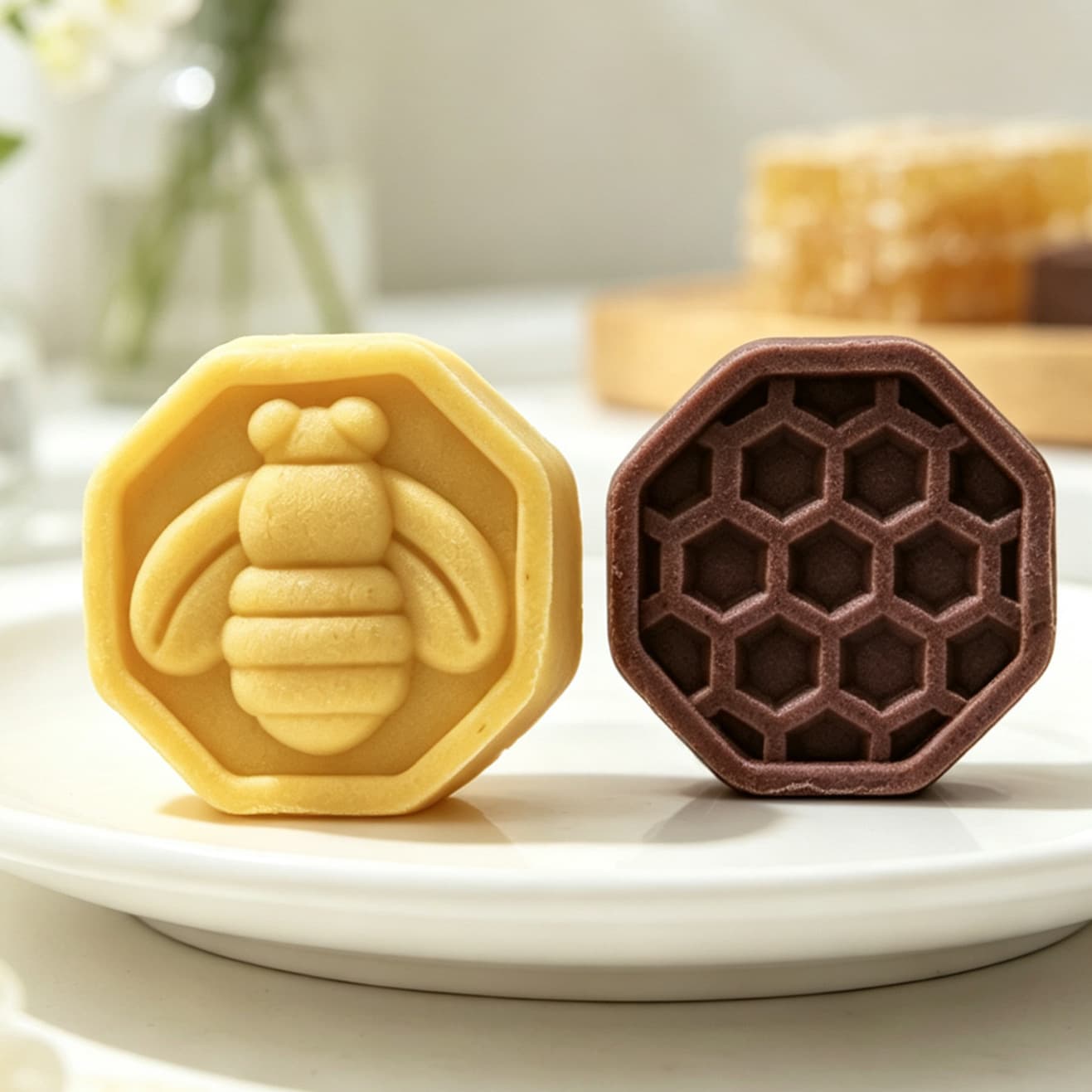 Miki Original | 30g Little Bee Mung Bean Cake Mold Honeycomb Hand Pressed Non-stick Snow Skin Mooncake Mold Baking Tool