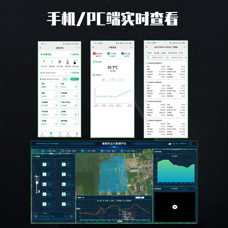 High-Standard Farmland Agricultural Weather Station Outdoor Solar-Powered Environmental Monitoring System Temperature Humidity Sensor Rain Gauge