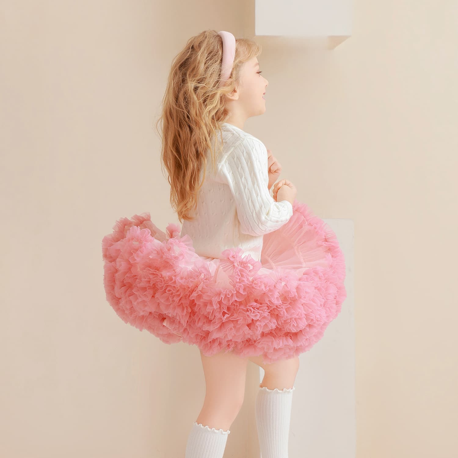 Super fluffy parent-child clothing for girls tutu tutu skirt baby skirt convex skirt children's performance clothing pink