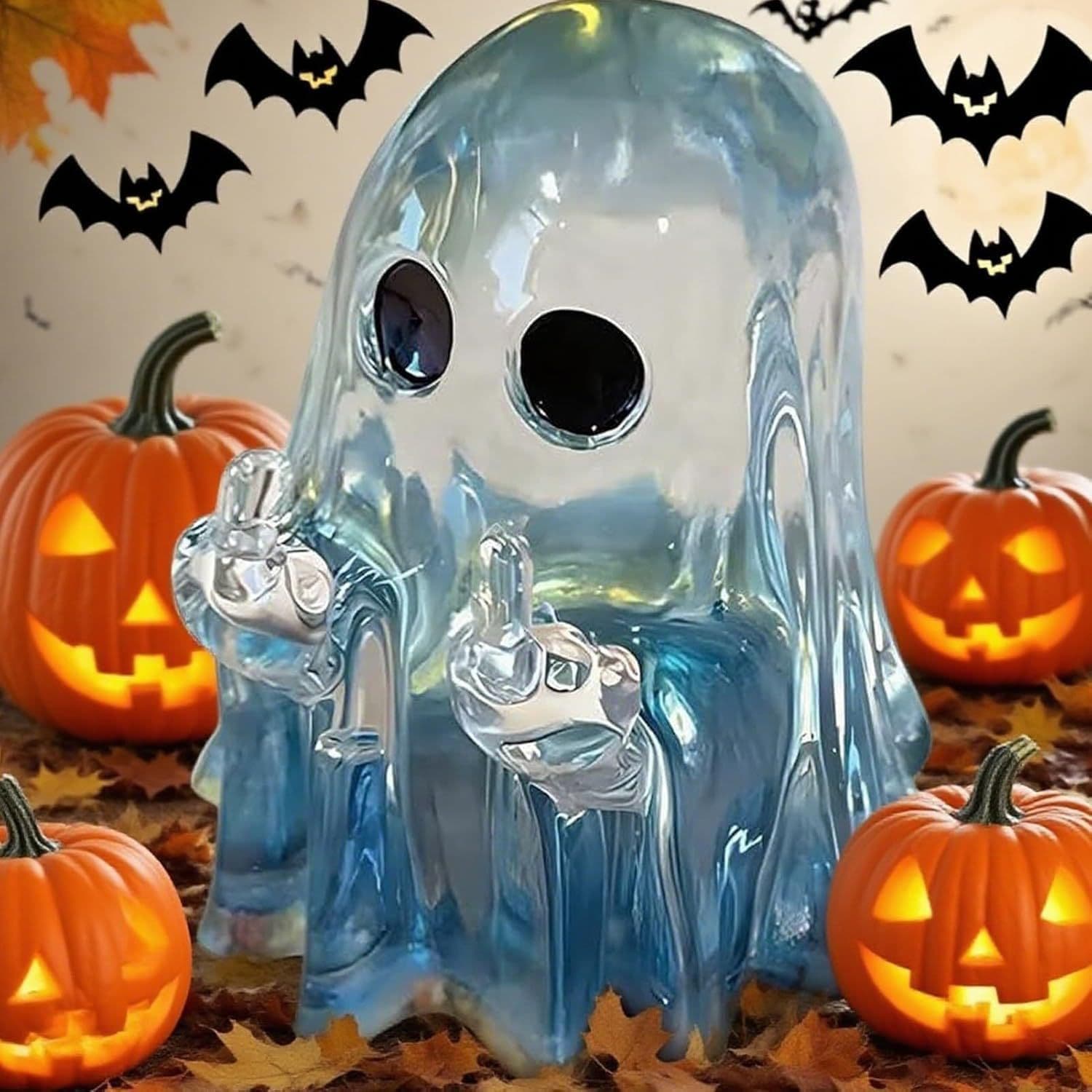 Cross-border New Product Finger Ghost Ornament Resin Mold Halloween Middle Finger Ghost Ornament