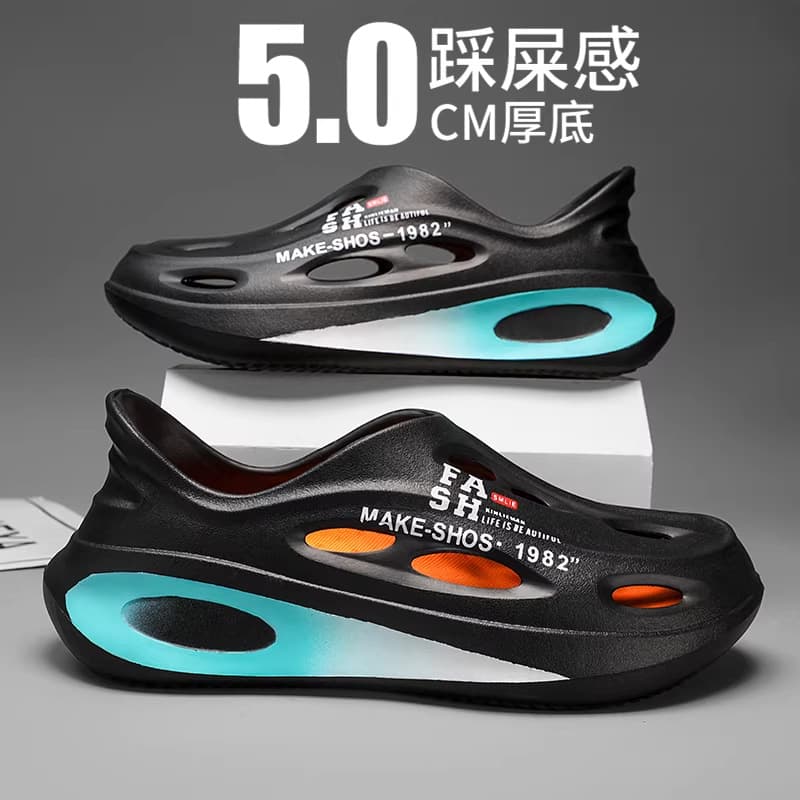 Men's Summer Clog Shoes, Soft Sole, Slip-Resistant, Cushioned, Sports Toe-Covered Driving & Outdoor Beach Sandals