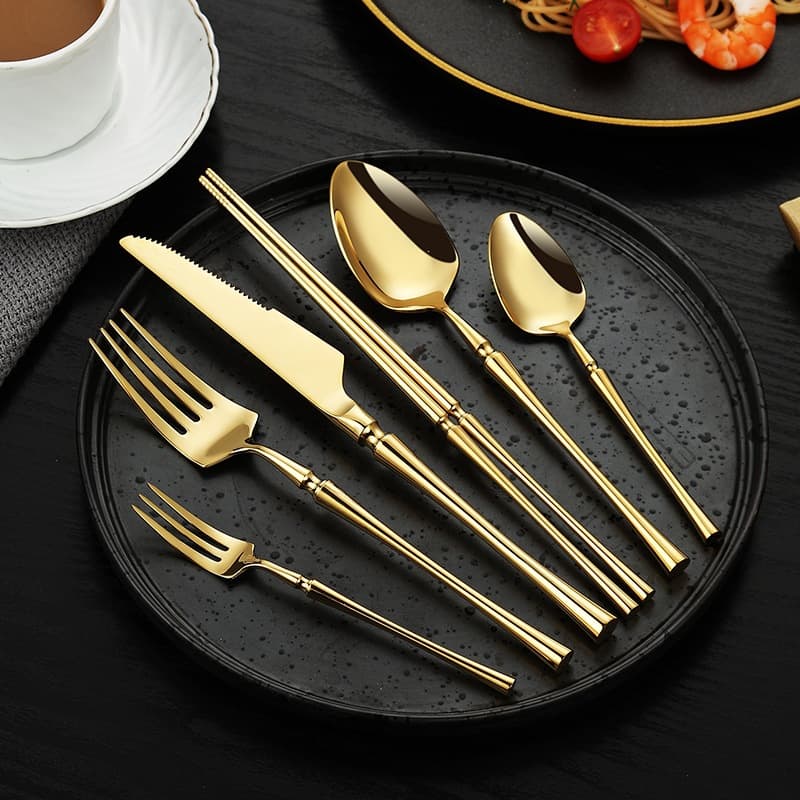 Thick small waisted knife, fork and spoon 304 stainless steel tableware French hotel Western tableware mirror glossy spoon and fork