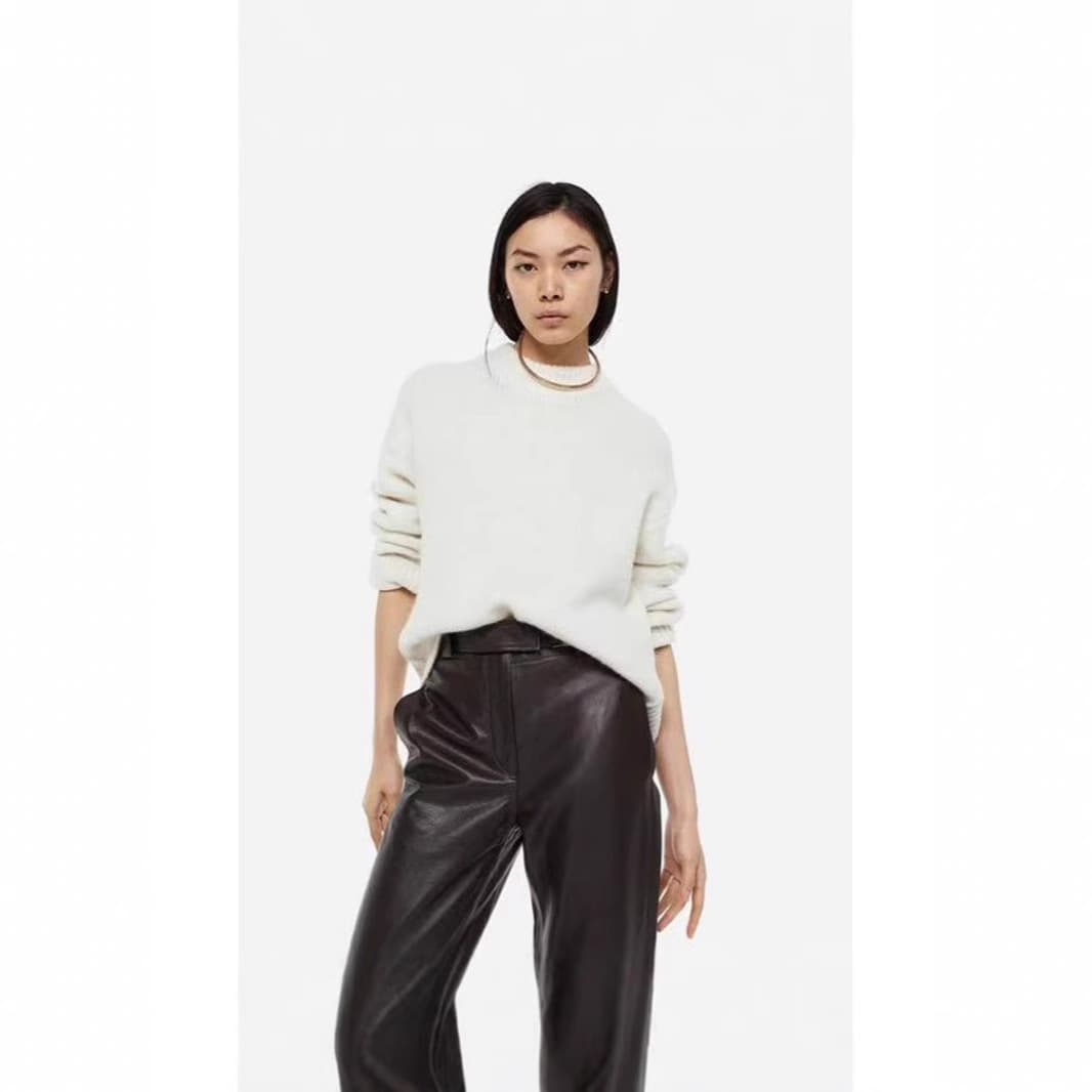 New Fall/Winter Foreign Trade European & American Original H-Style Round Neck Loose Plus Size Women's Sweater Pullover Knit Top Thick
