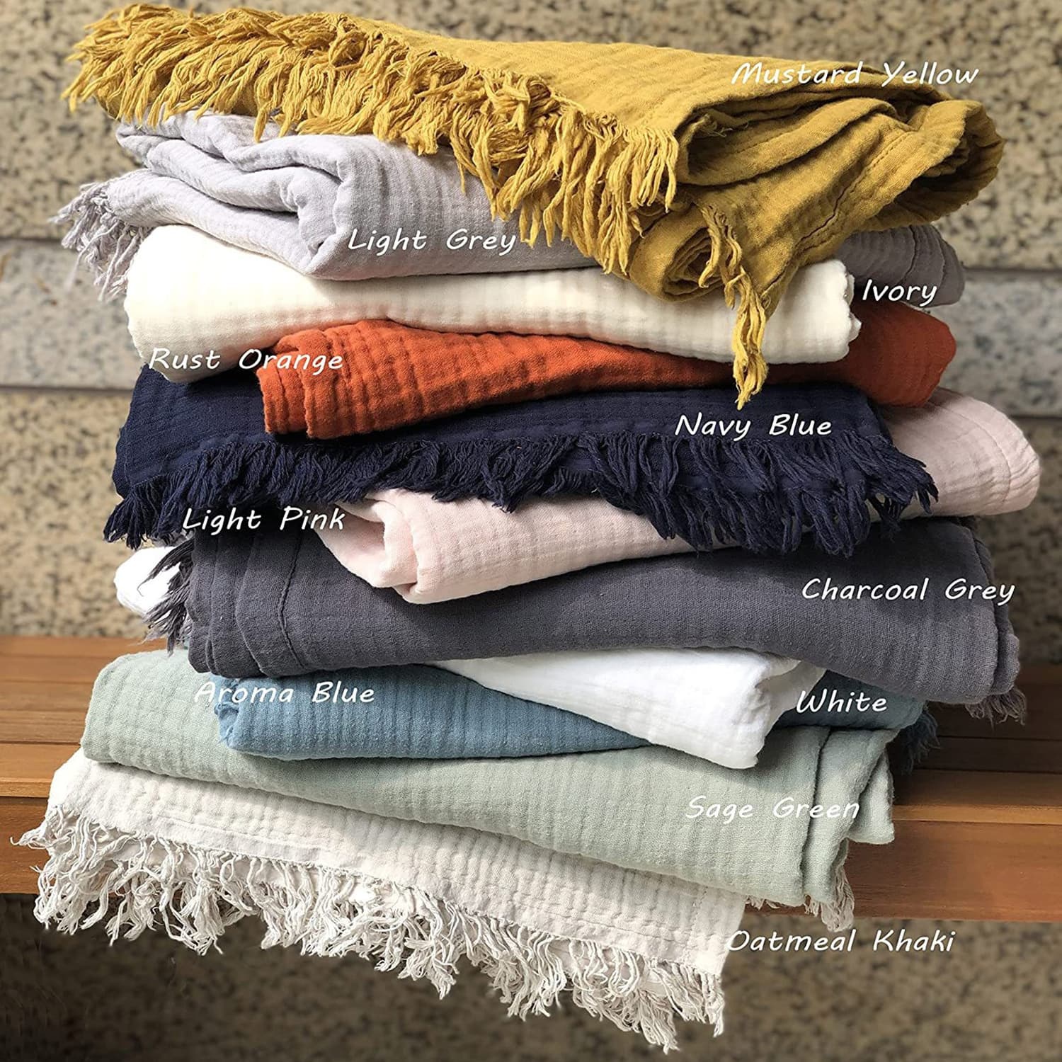 INS Amazon Hot Seller 4-Layer Pure Cotton Gauze Fringed Blanket, Baby Toddler Crepe Blanket, Beach Blanket, Picnic Blanket, Car Blanket