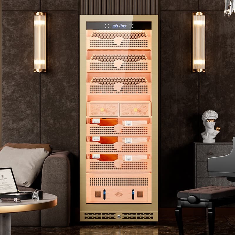 Qialong 608C Humidor with Smart WiFi, Constant Temperature and Humidity, Cedar Wood Aging and Purification, Energy-Saving Compressor