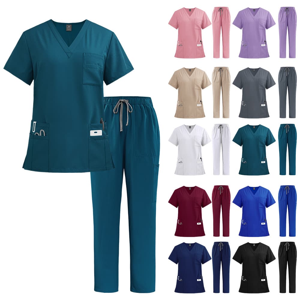 AliExpress Hot Selling Scrub Suit Quick-Dry Casual Comfortable Hospital Doctor Nurse Staff Workwear Set for Men and Women