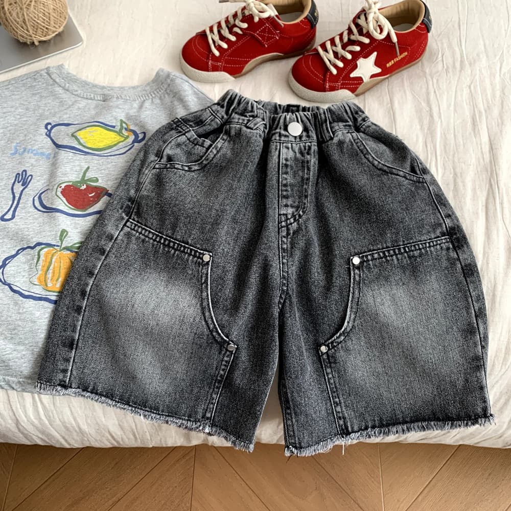 Boys Summer Denim Shorts 2026 New Style Trendy Frayed Edge Casual 5-Point Shorts for Girls Loose Fit
