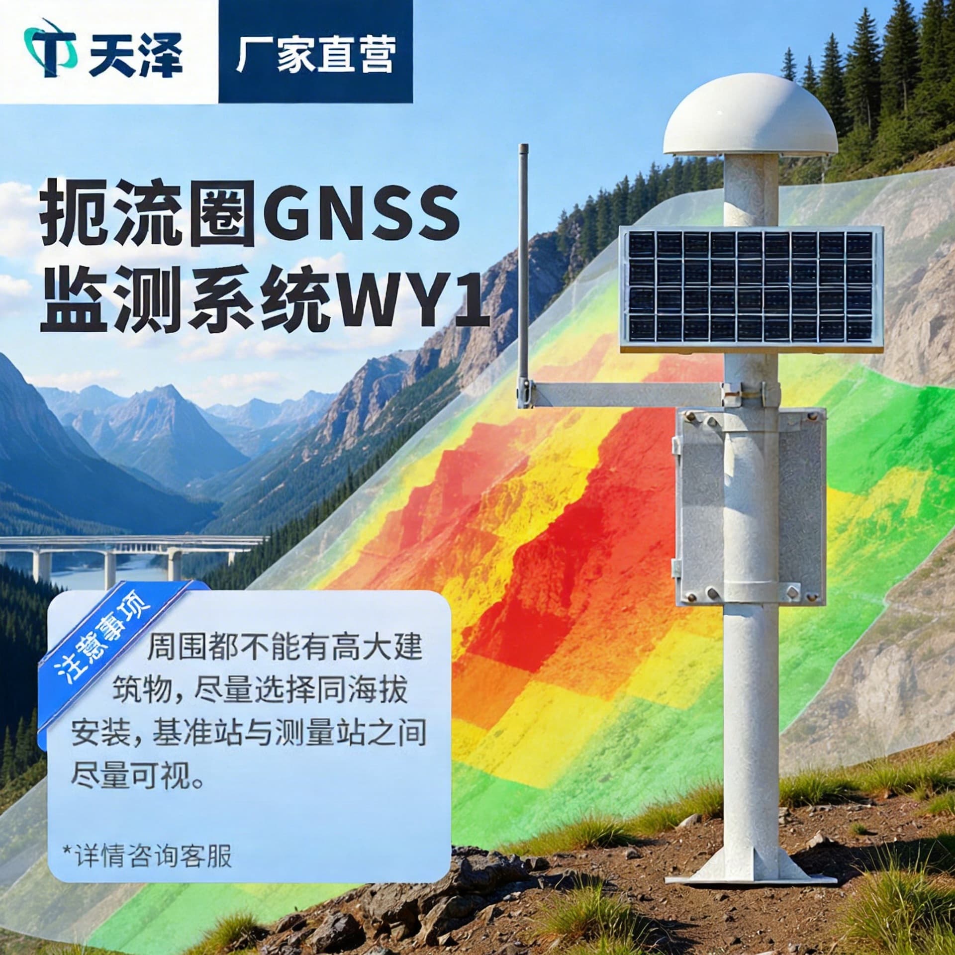 GNSS Displacement Monitor for Bridge Landslide Early Warning, Beidou Receiver GNSS Surface Displacement Monitoring Station