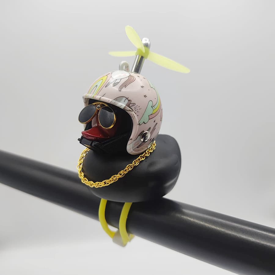 Electric car bicycle broken wind duck cool bamboo dragonfly helmet little black duck car center console decorative ornaments